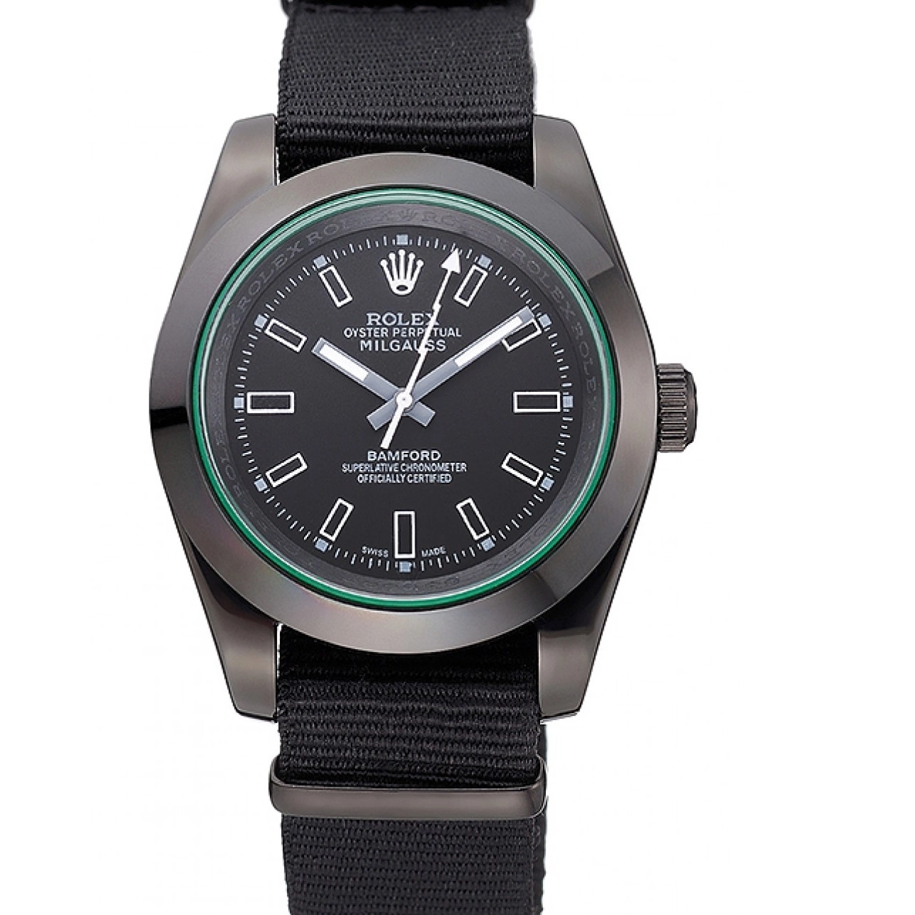 Aaa fake watches Rolex Milgauss 622001 Bamford Strap Nylon Black 0603